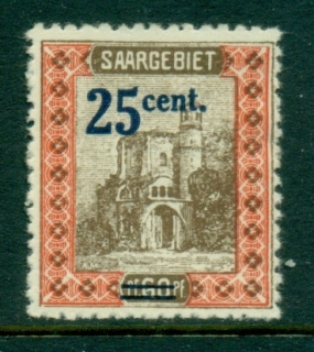 Saar-1921-Pictorial-Opts-25c-on-60pf-MLH