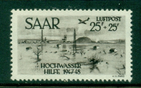 Saar-1948-Flood-relief-Airmail-MUH