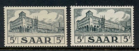 Saar-1952-58-General-Post-Office-5f-with-without-inscription-MUH