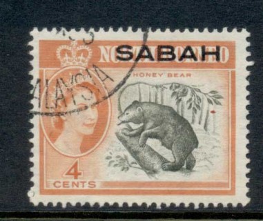 Sabah-1964-QEII-Pictorial-Opt-on-North-Borneo-4c-FU