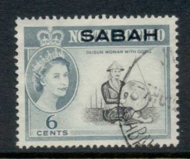 Sabah-1964-QEII-Pictorial-Opt-on-North-Borneo-6c-FU