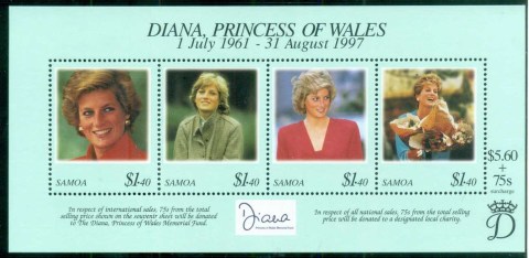 Samoa-1998 Princess Diana in Memoriam, Honouring the Loss of a Princess MS