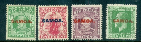 Samoa-1914-Opt-on-NZ-Assorted-Oddmentstone-spots-MH-MNG-lot70861