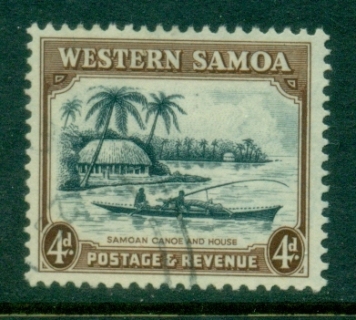 Samoa-1935-Pictorial-4d-House-Canoe-FU