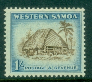 Samoa-1952-Pictorial-1sh-Thatching-Hut-MLH