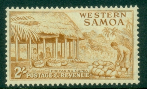 Samoa-1952-Pictorial-2sh-Preparing-Copra-MLH