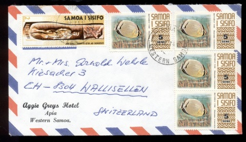 Samoa-1974-Shells-cover-to-Switzerland