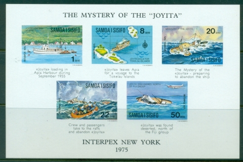 Samoa-1975-Joyita-Mystery-Stamp-Exhibition-INTERPEX-75-New-York-USA-Ships-MS-MUH