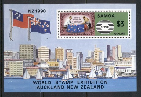 Samoa-1990-World-Stamp-Ex-NZ-MS-MUH