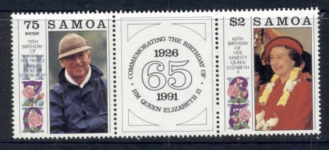 Samoa-1991-QEII-Prince-Phillip-birthdays-pr-label-MUH