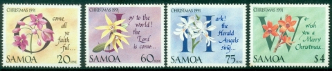 Samoa-1991-Xmas-Flowers-Orchids-MUH