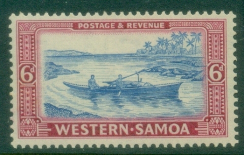 Samoa-1952-Pictorial-6d-Fishing-Canoe-MUH