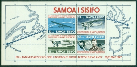 Samoa-1977-The-50th-Anniversary-of-First-Translantic-Flight-by-Charles-Lindbergh-MS-MUH