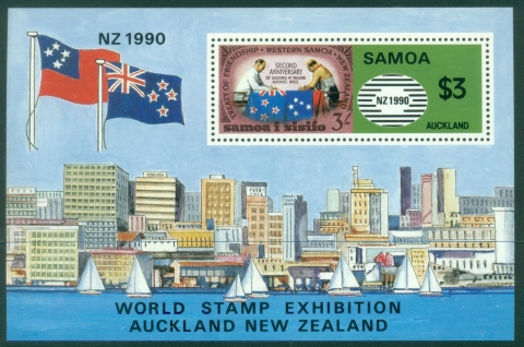Samoa-1990-Stamp-Exhibition-Auckland-MS-Muh