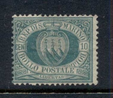 San-Marino-1877-99-Coat-of-Arms-10c-dark-green-MLH