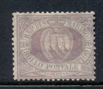 San-Marino-1877-99-Coat-of-Arms-20c-lilac-MLH