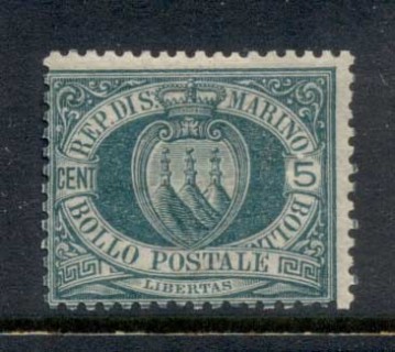 San-Marino-1877-99-Coat-of-Arms-5c-green-MLH