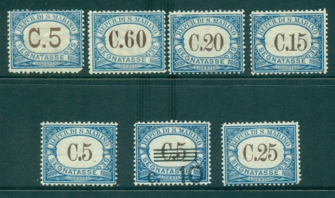 San-Marino-1925-40-Postage-Dues-Asst-7-MLH-lot40310