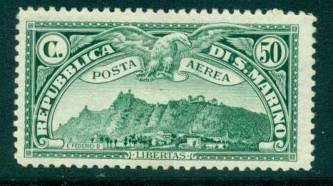 San-Marino-1931-50c-blue-green-Airmail-MLH-lot40306