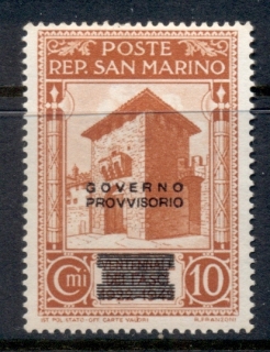 San-Marino-1943-Mussolini-Faschism-Opt-Governo-Provisorio-10c-MLH