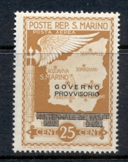 San-Marino-1943-Mussolini-Faschism-Opt-Governo-Provisorio-25c-Air-Post-MUH