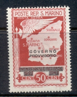 San-Marino-1943-Mussolini-Faschism-Opt-Governo-Provisorio-50c-Air-Post-MLH