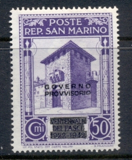 San-Marino-1943-Mussolini-Faschism-Opt-Governo-Provisorio-50c-MUH