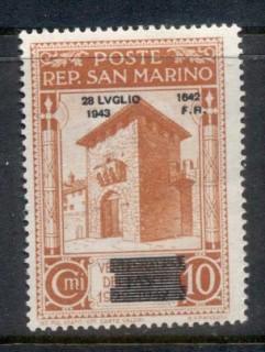 San-Marino-1943-Mussolini-Faschism-Opt-LVGLIO-10c-MUH