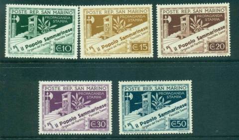 San-Marino-1943-Printing-Press-Asst-5-MLH-lot40287