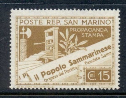 San-Marino-1943-Printing-Press-Newspapers-15c-MUH