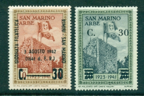 San-Marino-1943-Stamp-day-Opts-MLH-lot40290