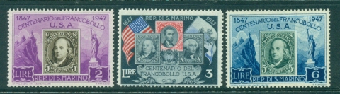 San-Marino-1944-USA-Stamp-cent-Asst-3-MLH-lot40291