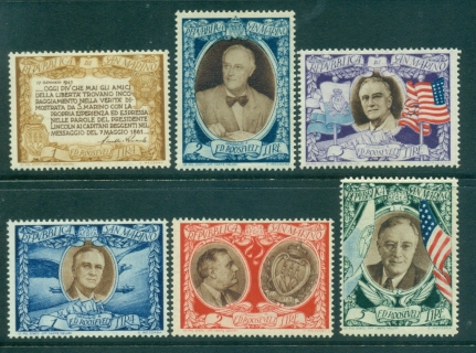 San-Marino-1947-Roosevelt-Asst-6-MLH-lot40285