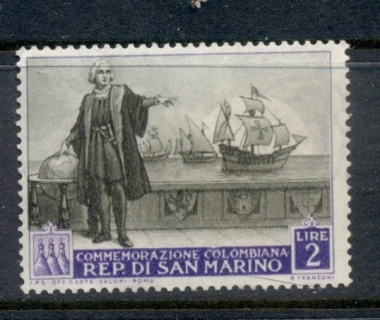 San-Marino-1952-Christopher-Columbus-2l-MLH