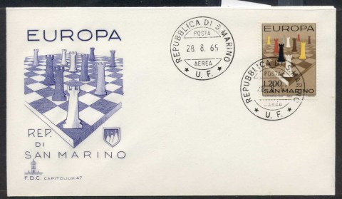 San-Marino-1965-Europa-Chess-Pieces-FDC