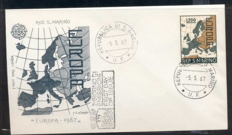 San-Marino-1967-Europa-Map-FDC