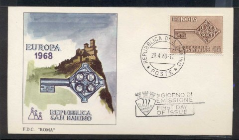 San-Marino-1968-Europa-Key-with-Emblem-FDC