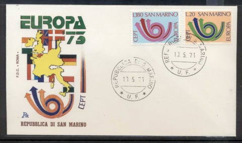 San-Marino-1973-Europa-Posthorn-Arrow-FDC