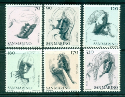 San-Marino-1977-Drawings-of-Womens-heads-by-Greco-MUH-lot40182