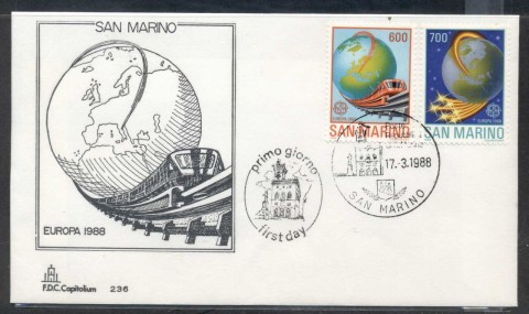 San-Marino-1988-Europa-Transport-Communication-FDC