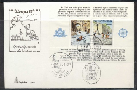 San-Marino-1989-Europa-Childrens-Play-MS-FDC