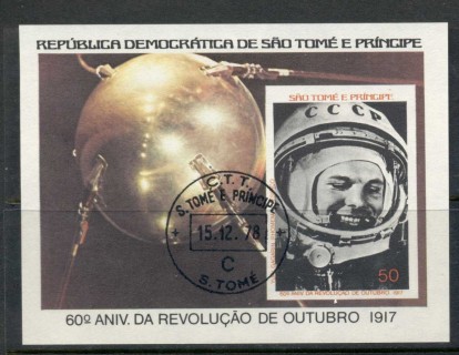 Sao-Tome-et-Principe-1977-October-Revolution-Yuri-Gagarin-deluxe-MS-CTO