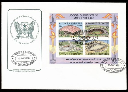 Sao-Tome-et-Principe-1980-Olympic-Venues-IMPERF-MS-FDC