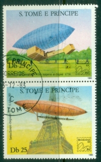 Sao-Tome-et-Principe-1983-BRASILIANA-83-Airships-pair-First-Flight-Bicentenary-CTO