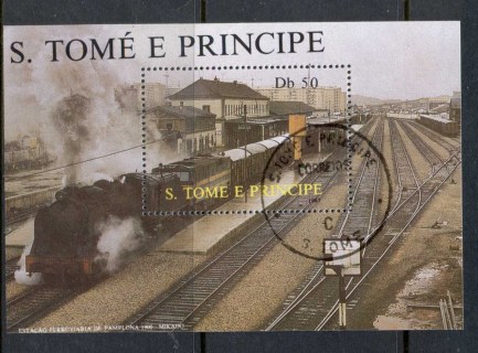 Sao-Tome-et-Principe-1987-Pamplona-Railway-Station-MS-CTO