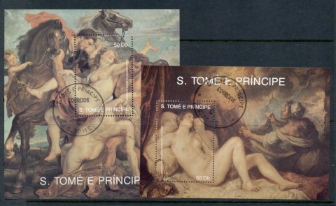 Sao-Tome-et-Principe-1990-Xmas-paintings-2xMS-CTO