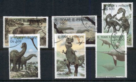 Sao-Tome-et-Principe-1993-Prehistoric-Animals-Dinosaurs-CTO