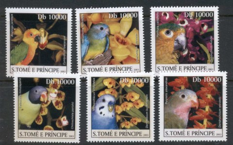 Sao-Tome-et-Principe-2003-Flowers-Bird