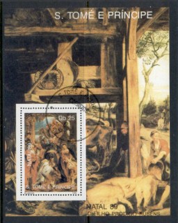 Sao-Tome-et-Principe-1989-Xmas-painting-MS-CTO