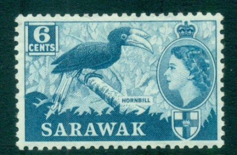 Sarawak-1955-57-QEII-Hornbill-6c-MLH-lot82314